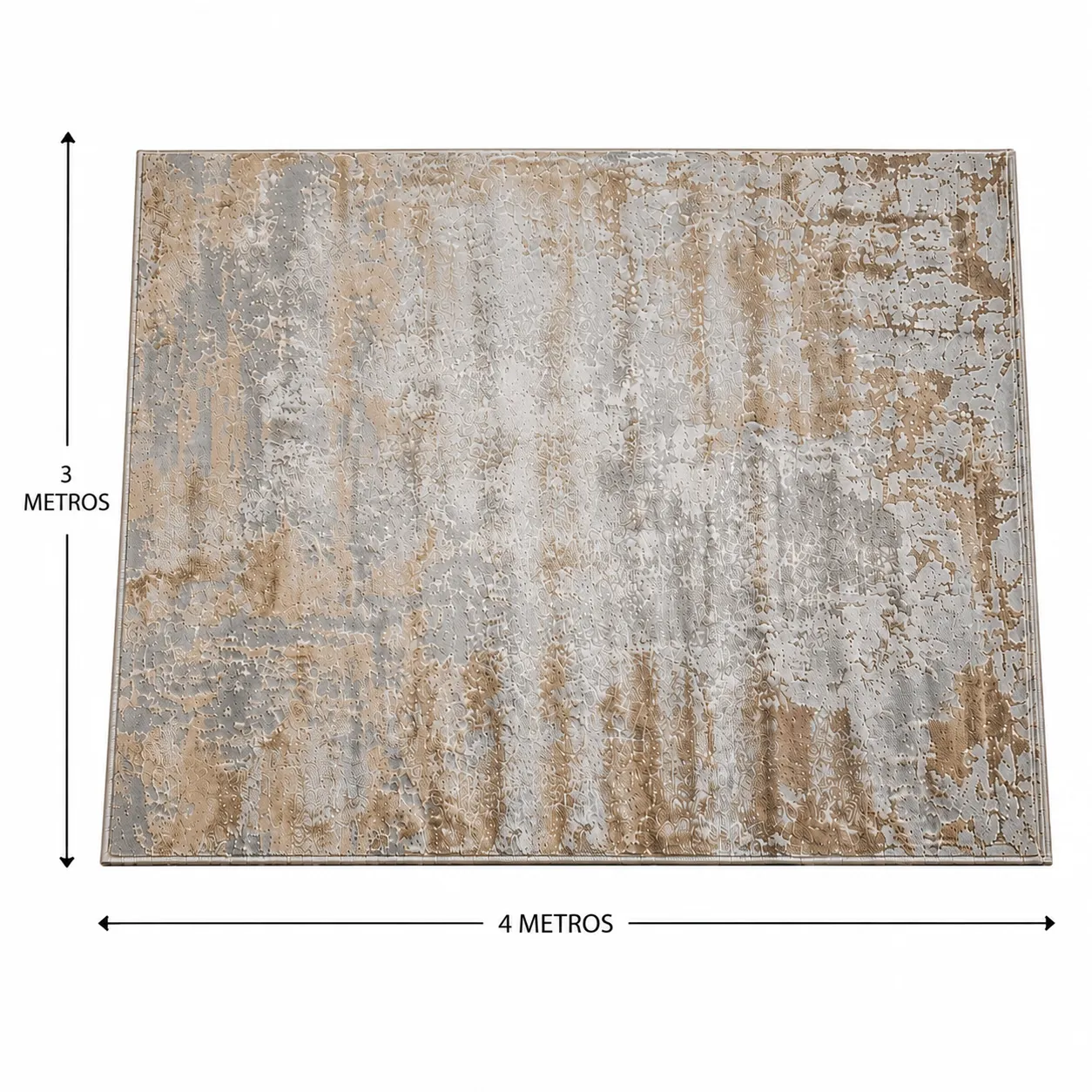 Alfombra abstracta Bruson 11 extra grande, Hueso, gris y beige, grosor 2 cm, reverso de yute (300*400cm)
