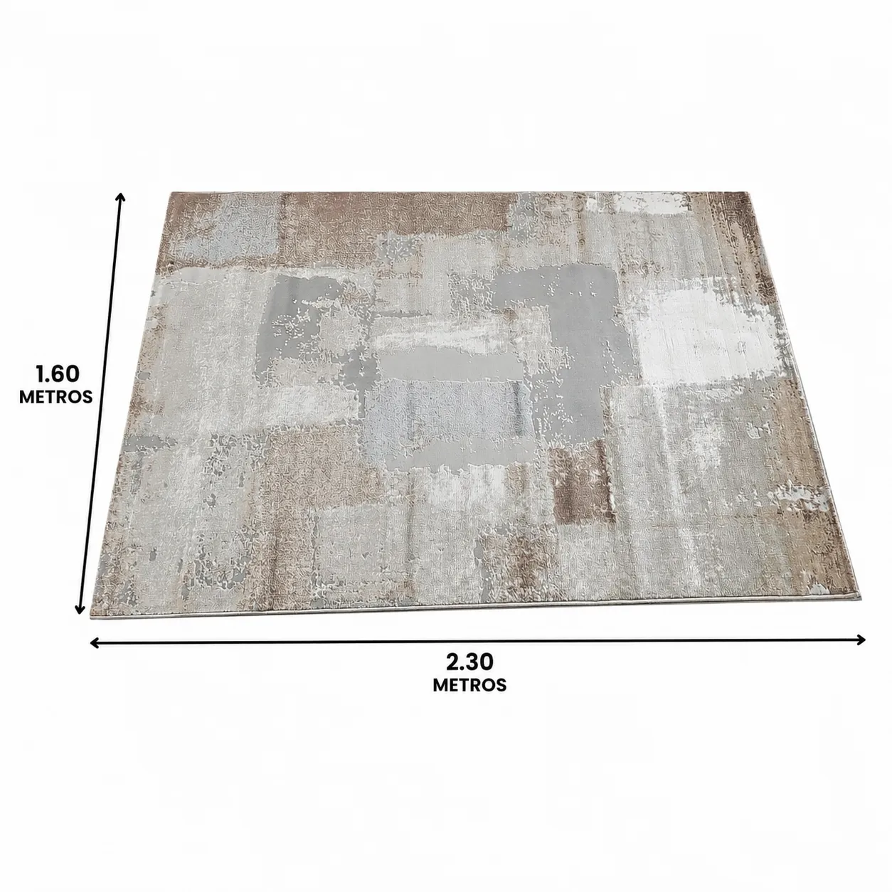 Alfombra abstracta Bruson 03, Beige, gris y café, grosor 2 cm, reverso de yute (160*230cm)