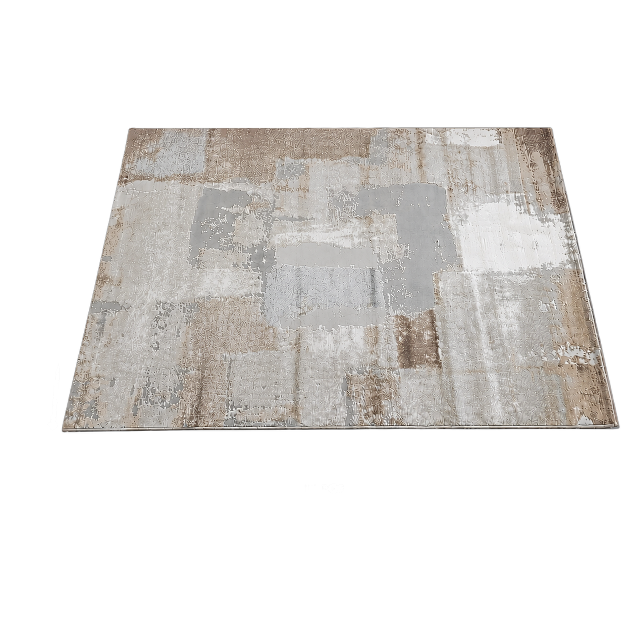 Alfombra abstracta Bruson 03 XL, Beige, gris y café, grosor 2 cm, reverso de yute (240*340cm)