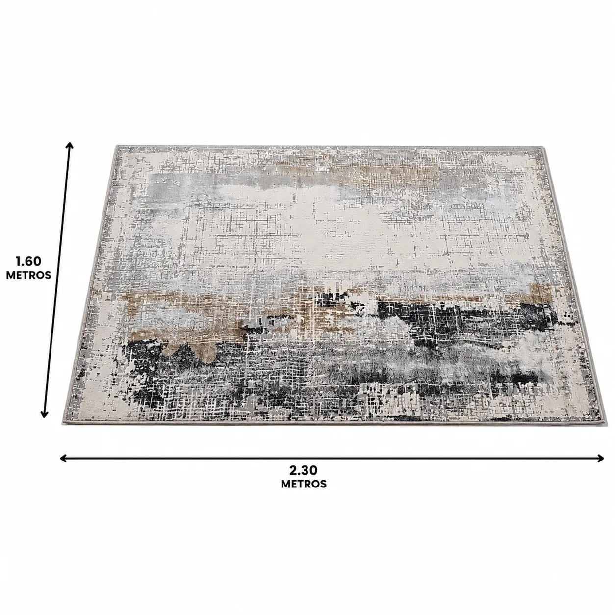 Alfombra abstracta Bruselas 01, Hueso, gris y terracota, grosor 2 cm, reverso de yute (160*230cm)