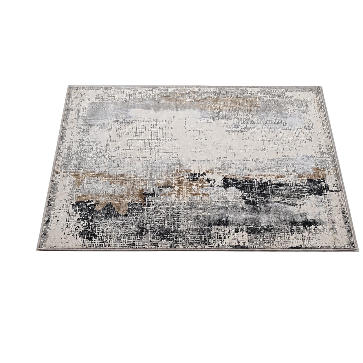 Alfombra abstracta Bruselas 01, Hueso, gris y terracota, grosor 2 cm, reverso de yute (160*230cm)
