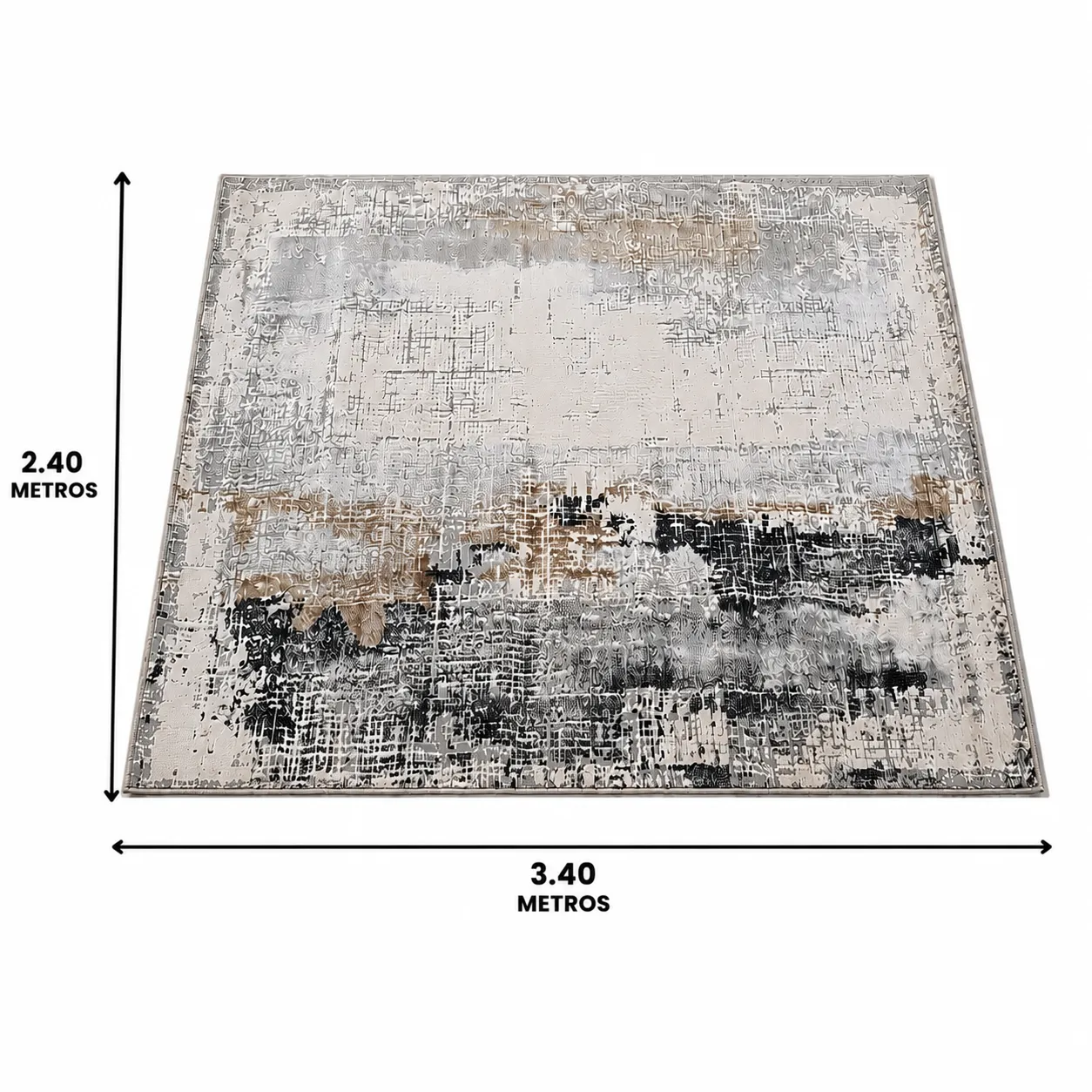 Alfombra abstracta Bruselas 01 XL, Hueso, gris y terracota, grosor 2 cm, reverso de yute (240*340cm)