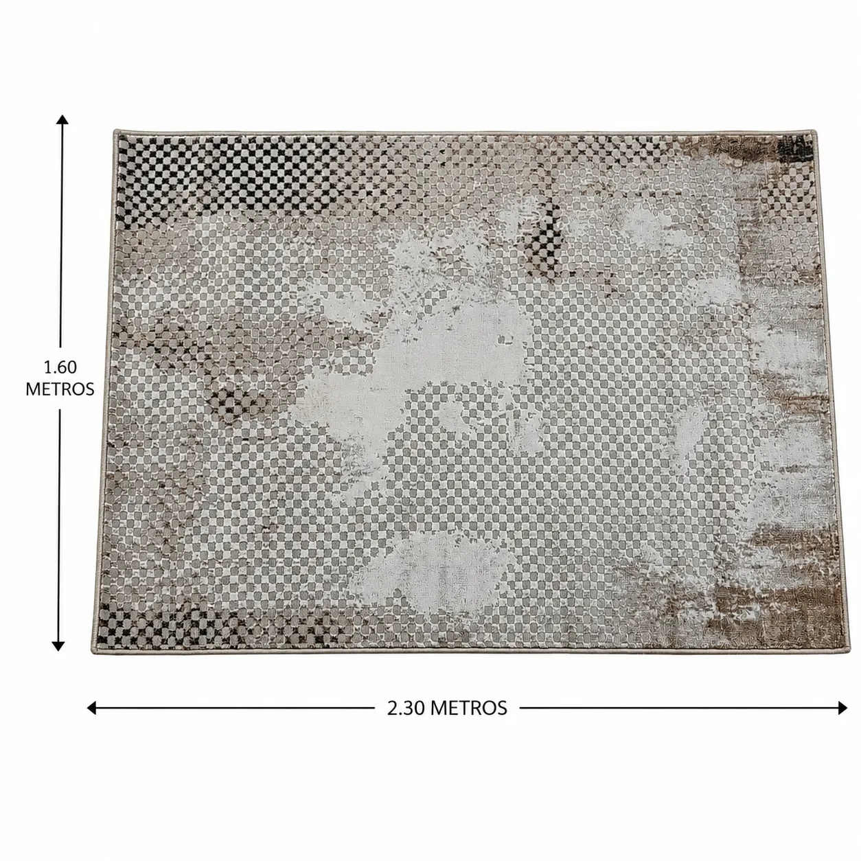 Alfombra abstracta Bruselas 05, Beige y gris, grosor 2 cm, reverso de yute (160*230cm)