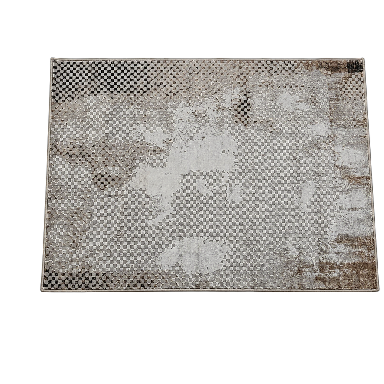 Alfombra abstracta Bruselas 05, Beige y gris, grosor 2 cm, reverso de yute (160*230cm)