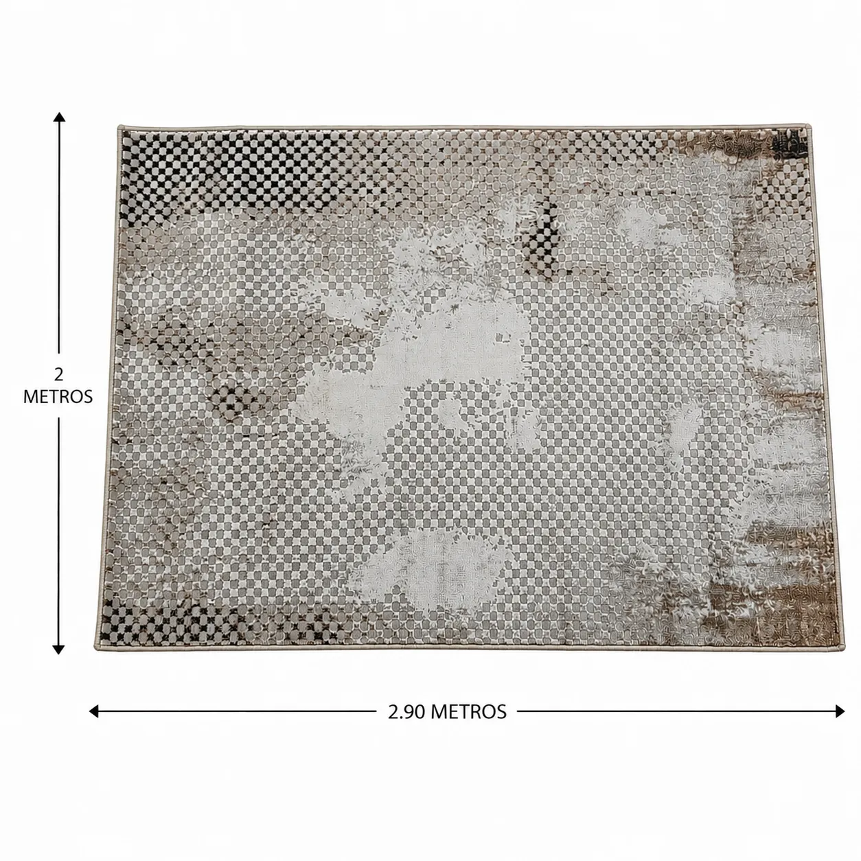 Alfombra abstracta Bruselas 05 grande, Beige y gris, grosor 2 cm, reverso de yute (200*290cm)