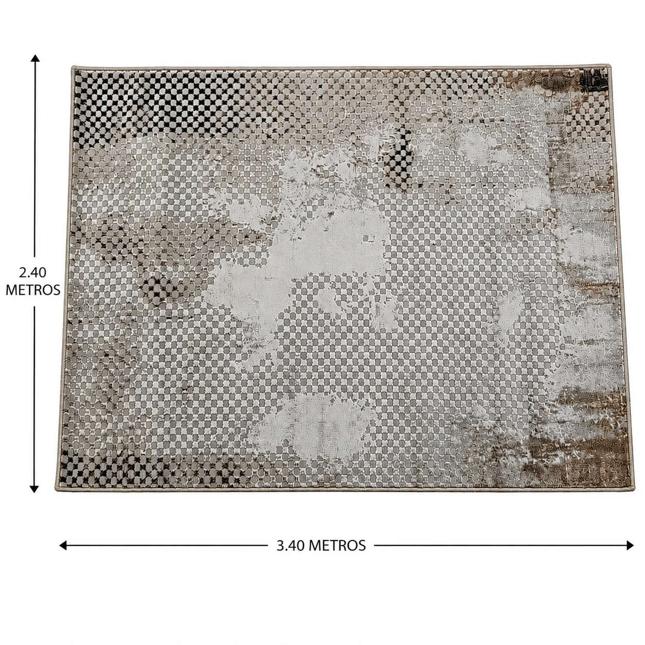 Alfombra abstracta Bruselas 05 XL, Beige y gris, grosor 2 cm, reverso de yute (240*340cm)