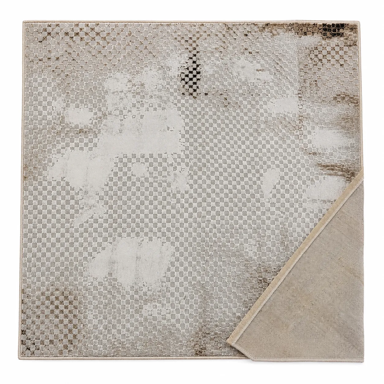 Alfombra abstracta Bruselas 05 XL, Beige y gris, grosor 2 cm, reverso de yute (240*340cm)