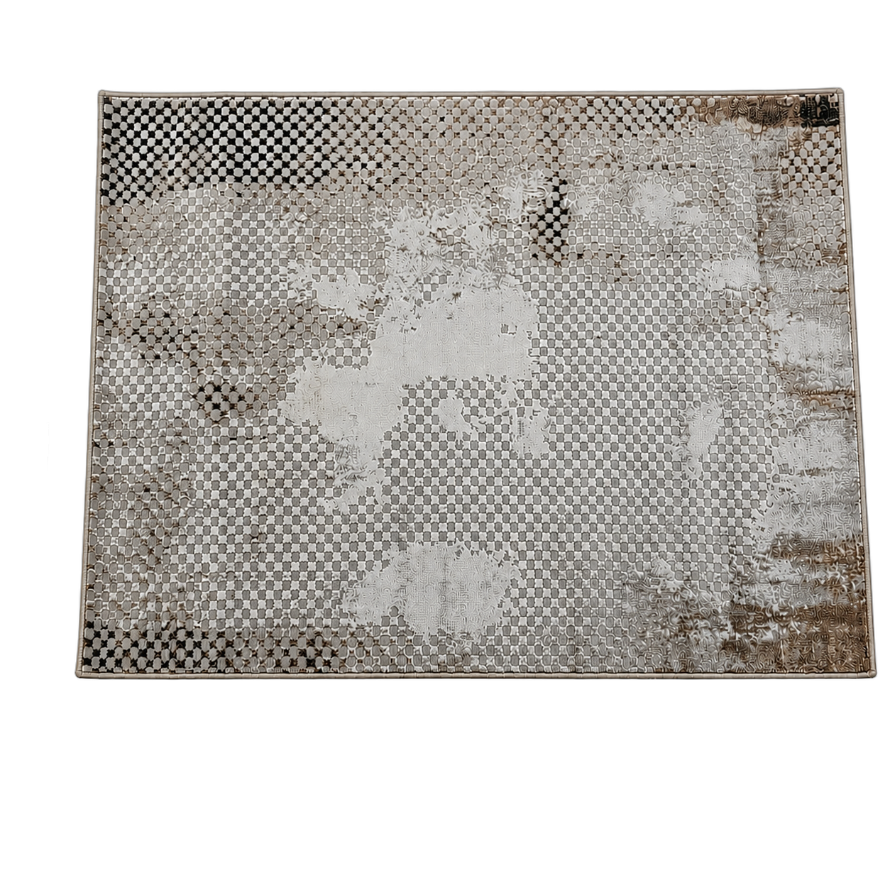 Alfombra abstracta Bruselas 05 XL, Beige y gris, grosor 2 cm, reverso de yute (240*340cm)