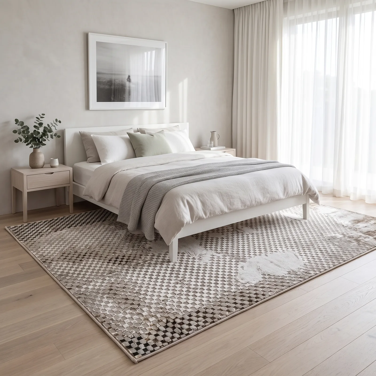 Alfombra abstracta Bruselas 05 extra grande, Beige y gris, grosor 2 cm, reverso de yute (300*400cm)