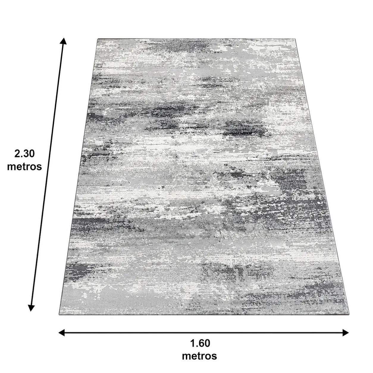 Alfombra abstracta Boston, Gris, grosor 2 cm, reverso de yute (160*230cm)