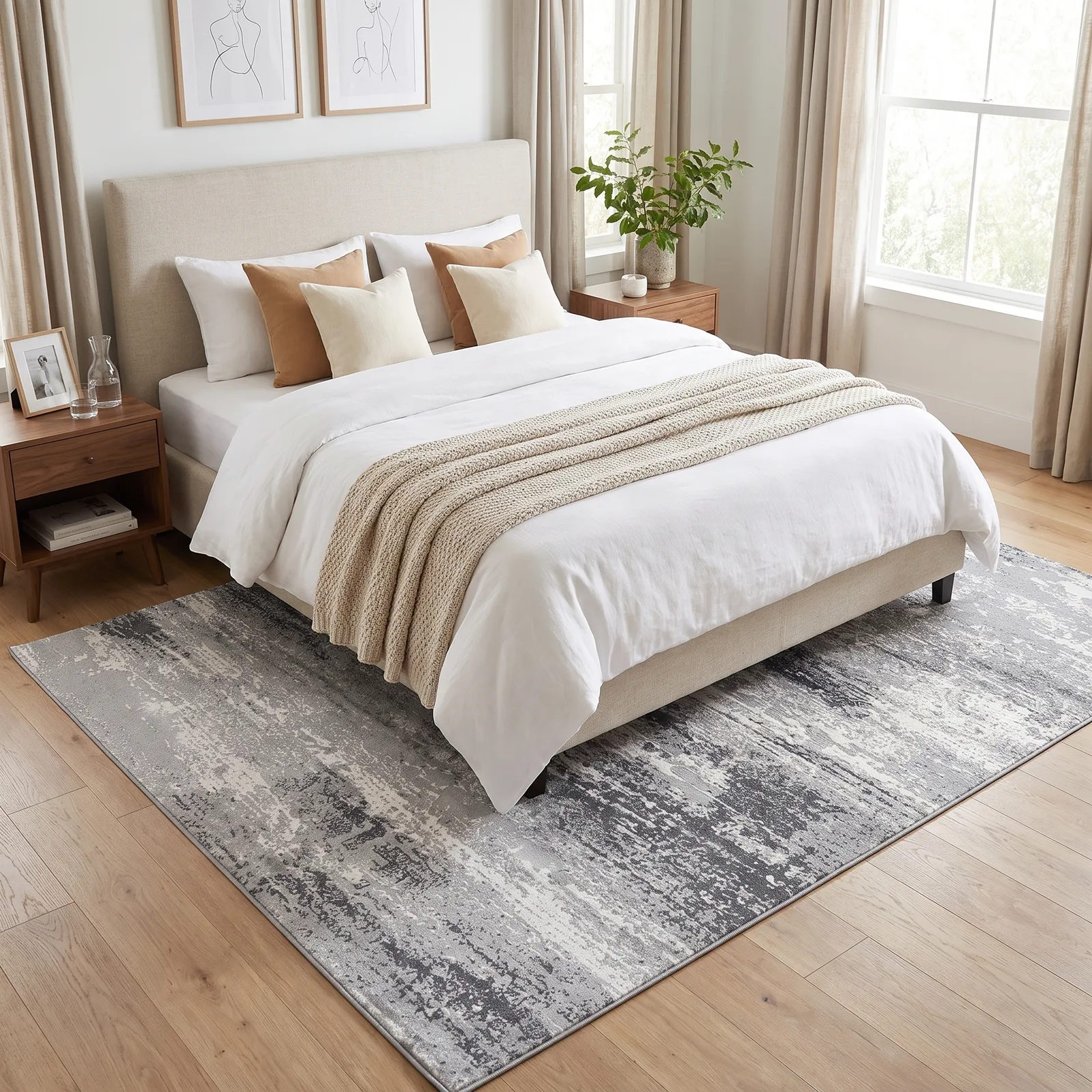 Alfombra abstracta Boston, Gris, grosor 2 cm, reverso de yute (160*230cm)