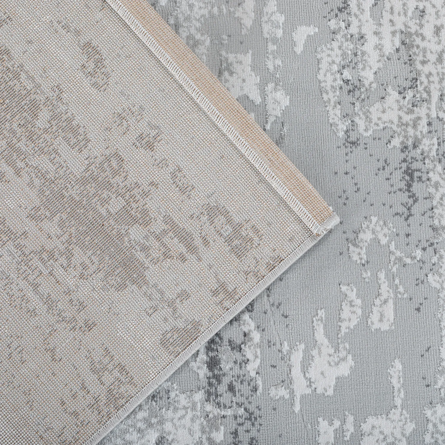 Alfombra abstracta Boston, Gris, grosor 2 cm, reverso de yute (160*230cm)