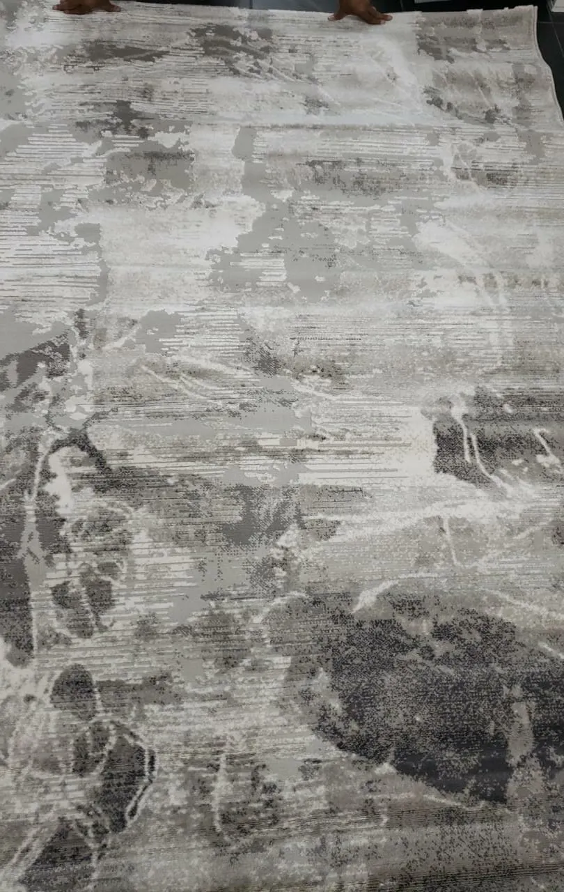 Alfombra abstracta Boston, Gris carbón, grosor 2 cm, reverso de yute (160*230cm)