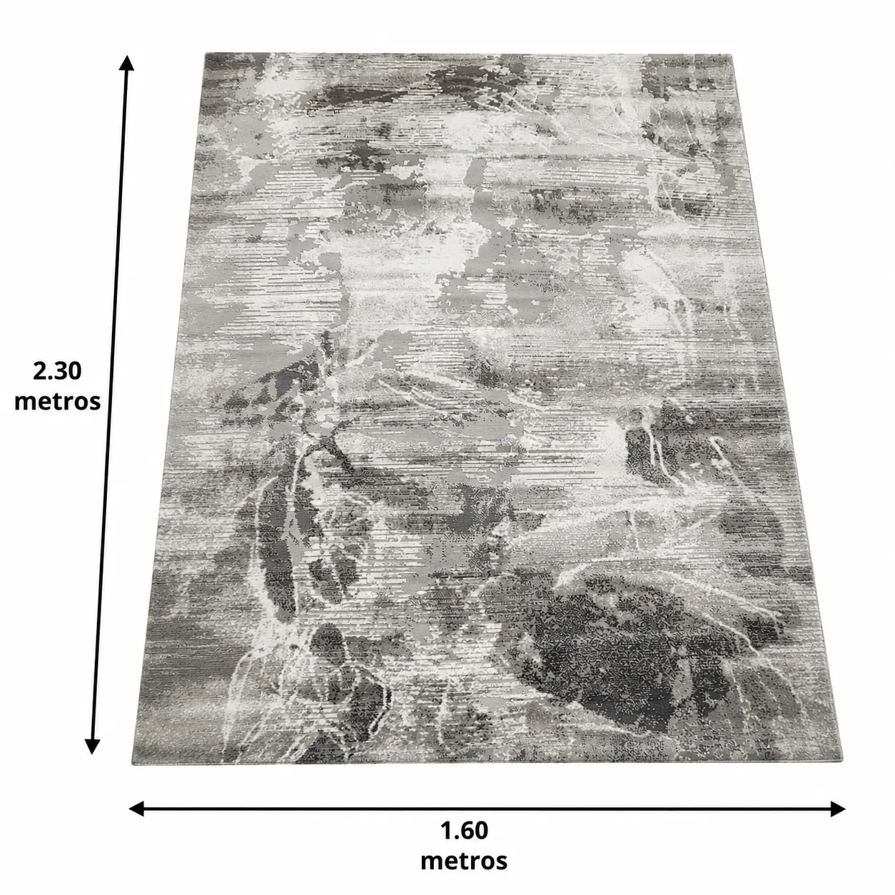 Alfombra abstracta Boston, Gris carbón, grosor 2 cm, reverso de yute (160*230cm)