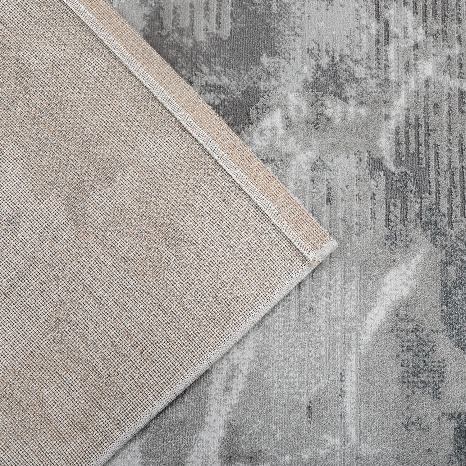 Alfombra abstracta Boston, Gris carbón, grosor 2 cm, reverso de yute (160*230cm)