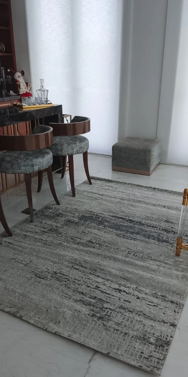 Alfombra abstracta Boston, Gris claro, grosor 2 cm, reverso de yute (160*230cm)