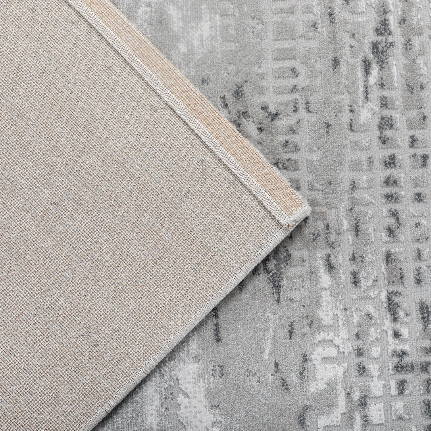 Alfombra abstracta Boston, Gris claro, grosor 2 cm, reverso de yute (160*230cm)