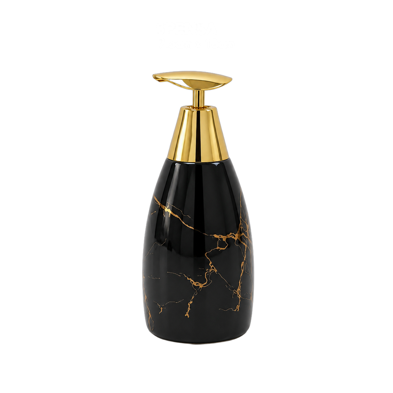 Dispensador de jabón marmoleado, Negro y dorado (7.5*18cm)
