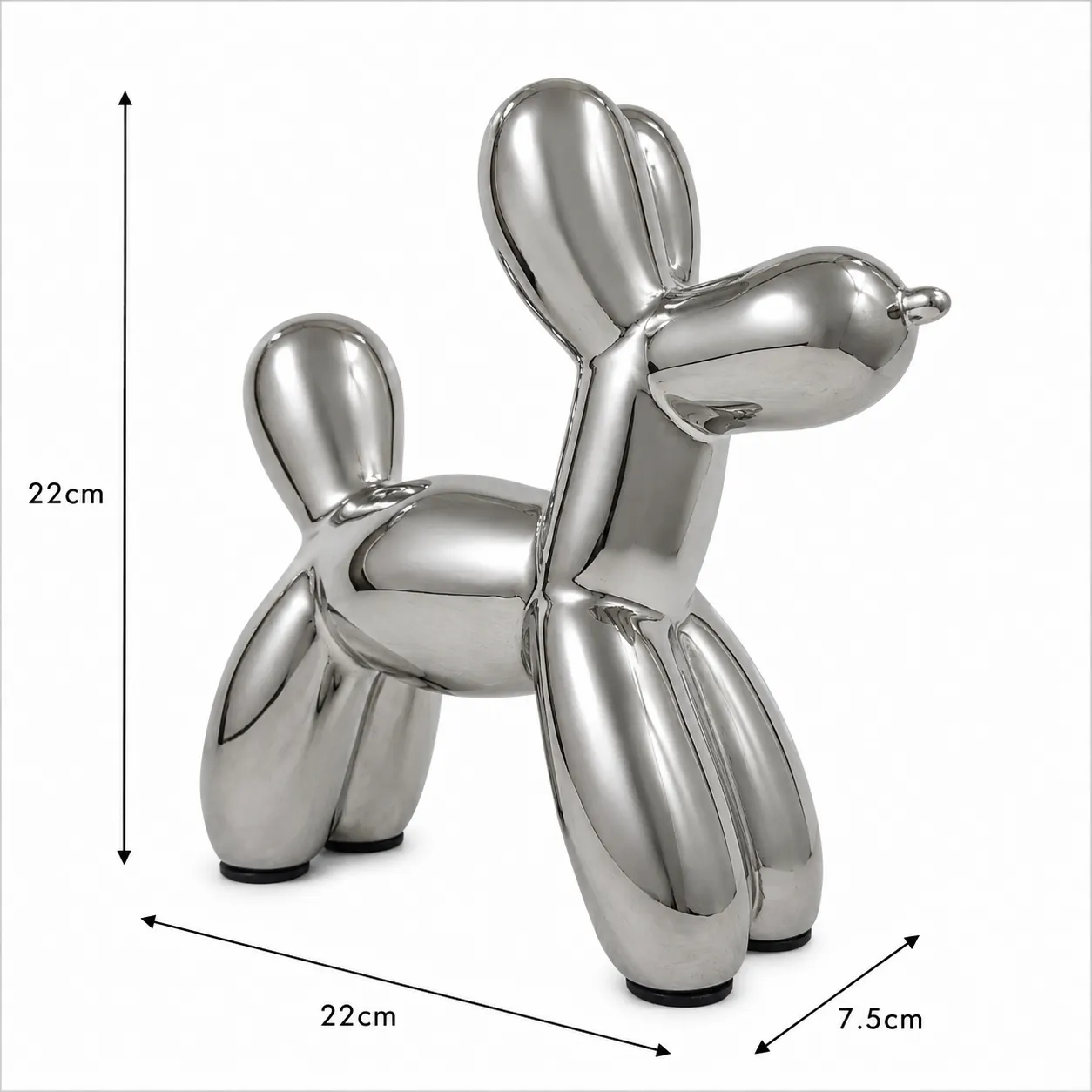 Adorno perro globo, Plateado (22*7.5*22cm)