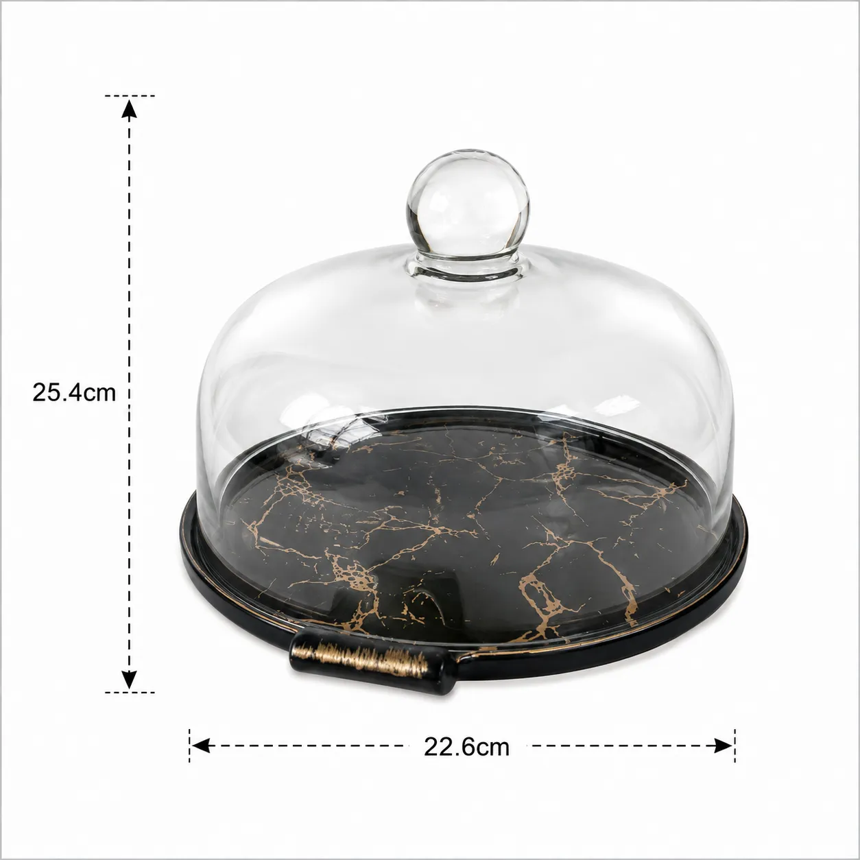 Porta torta de cerámica con cúpula, Negro (22.6*25.4cm)