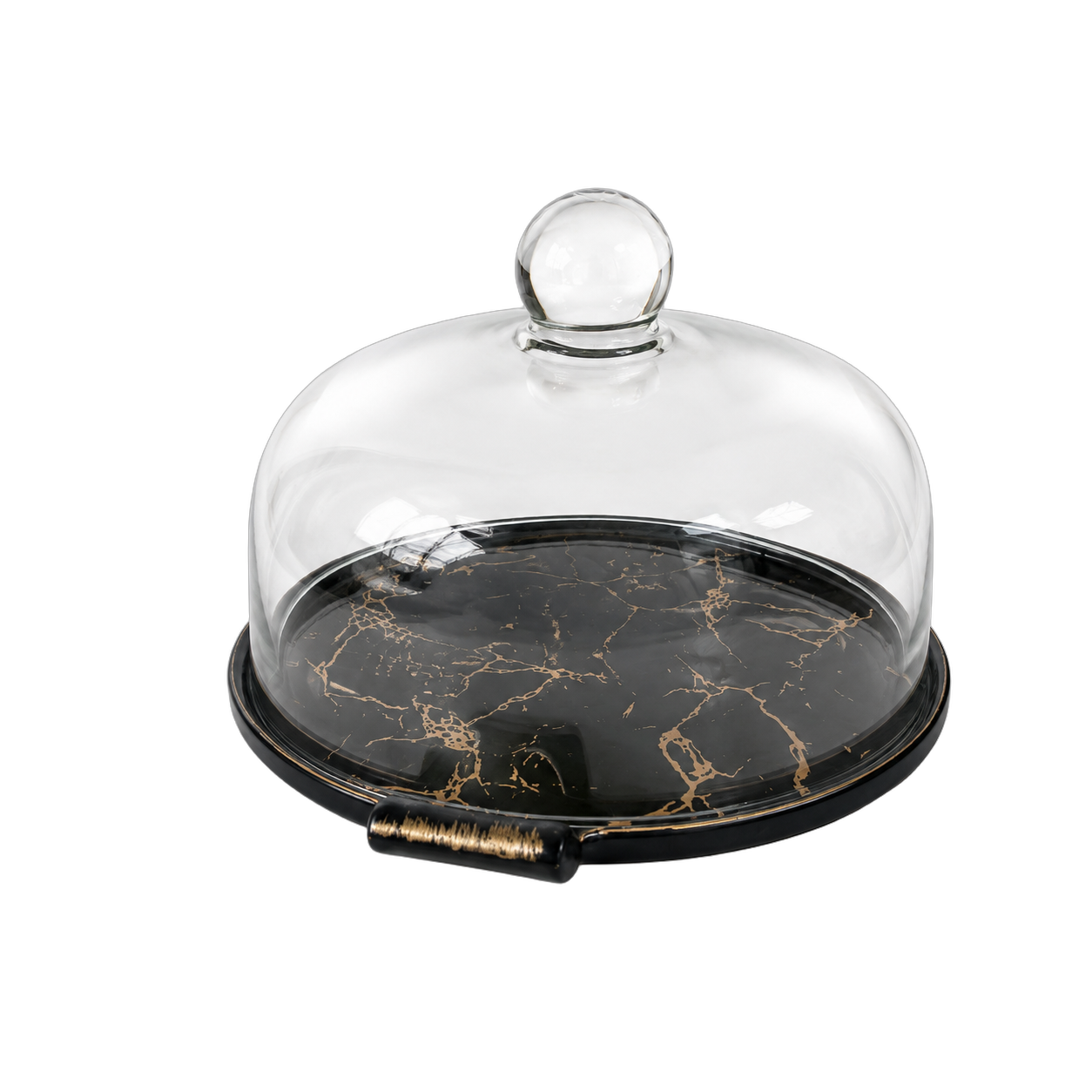 Porta torta de cerámica con cúpula, Negro (22.6*25.4cm)