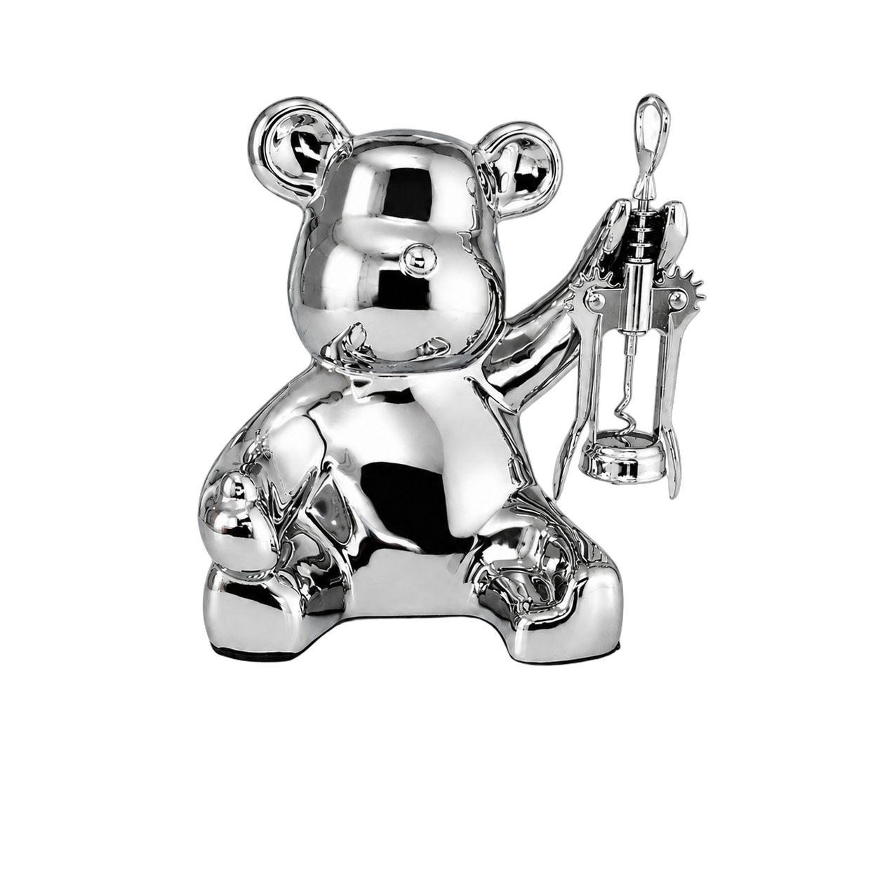 Portabotellas adorno oso, Plateado (20*15*21cm)