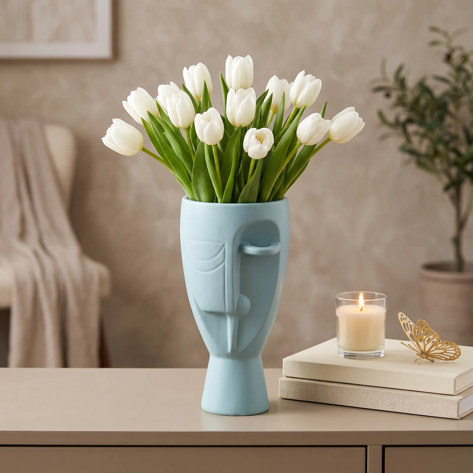 CERAMIC VASE 11.5*11.5*24.5CM BLUE