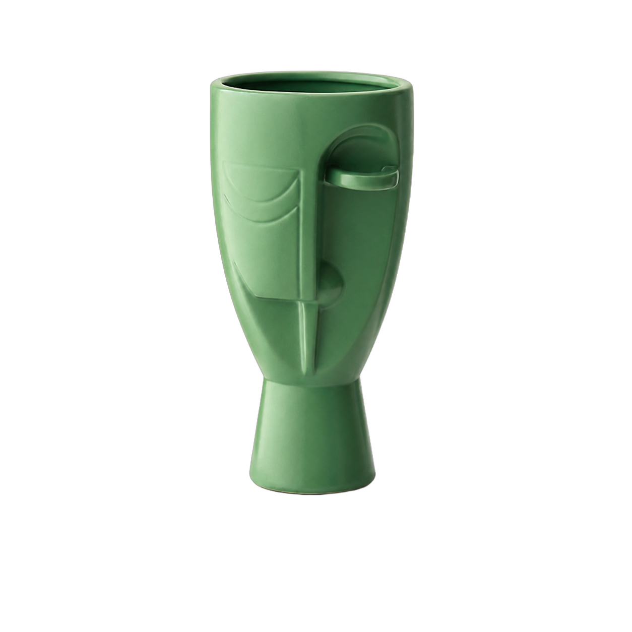Jarrón rostro de cerámica, Verde (11.5*11.5*24.5cm)