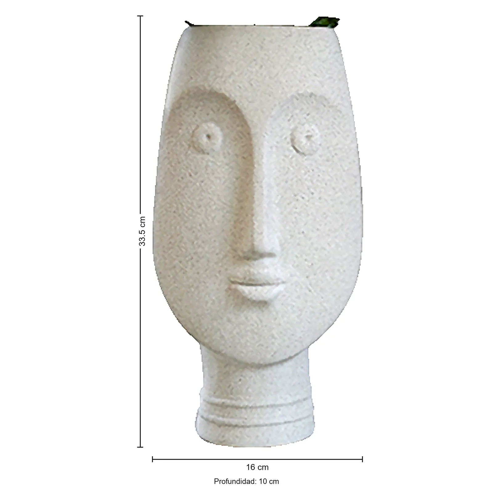 Jarrón rostro de cerámica alto, Gris cemento (16*10*33.5cm)