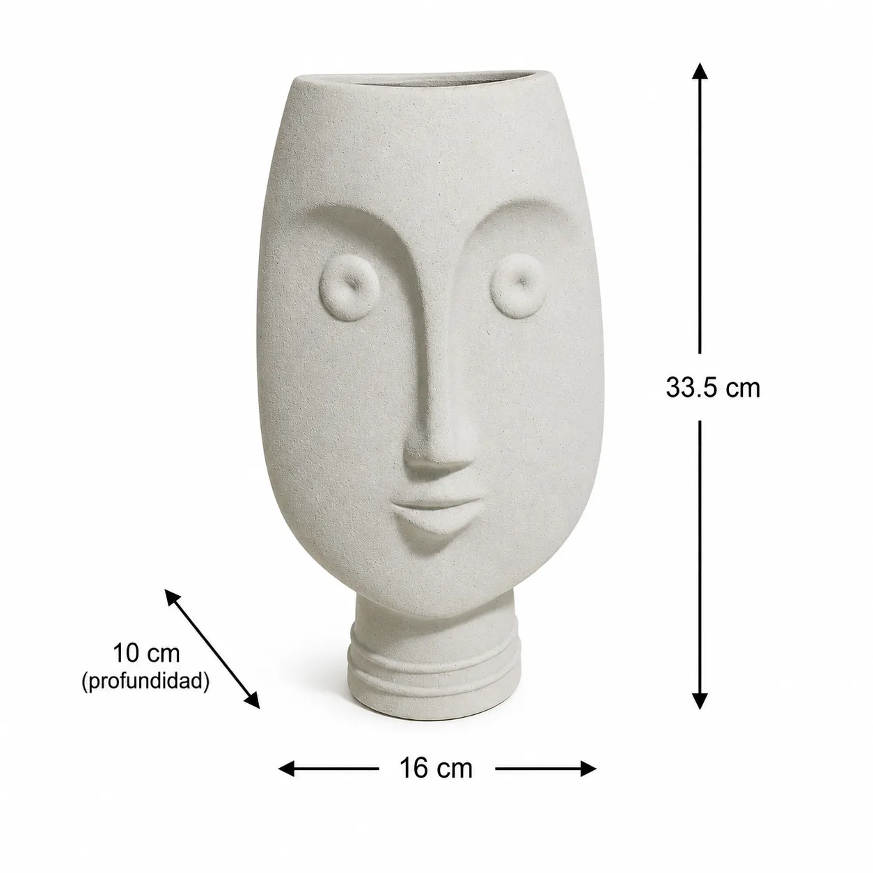 Jarrón rostro de cerámica alto, Gris cemento (16*10*33.5cm)