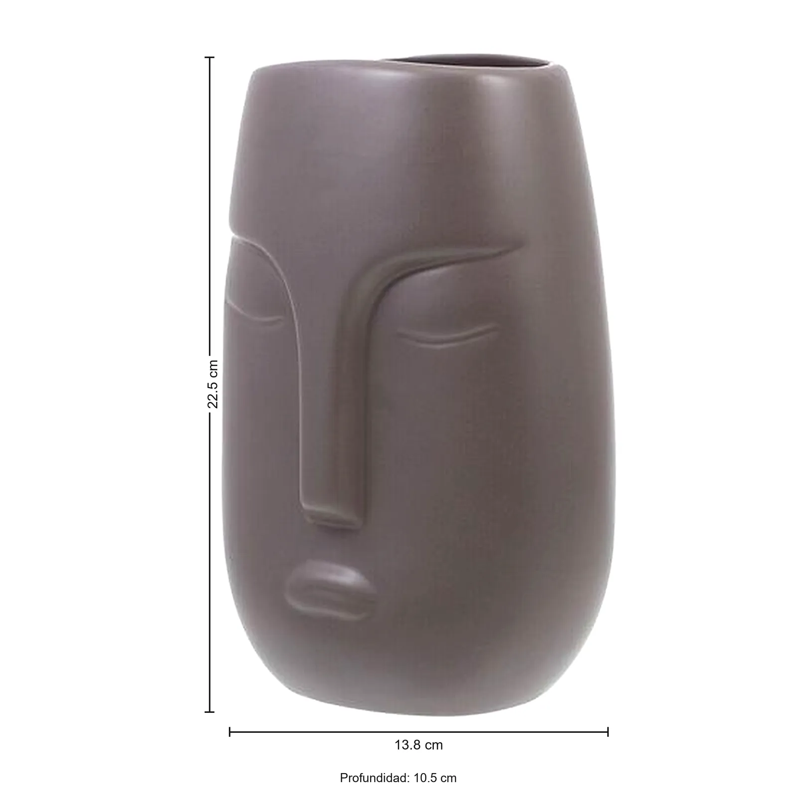 Jarrón rostro de cerámica, Gris taupe (13.8*10.5*22.5cm)