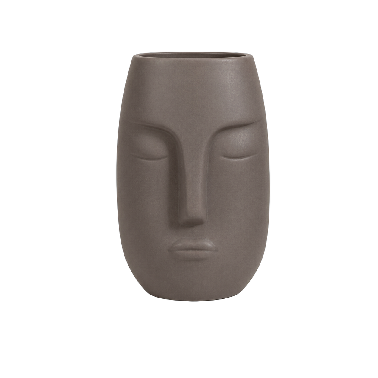 Jarrón rostro de cerámica, Gris taupe (13.8*10.5*22.5cm)