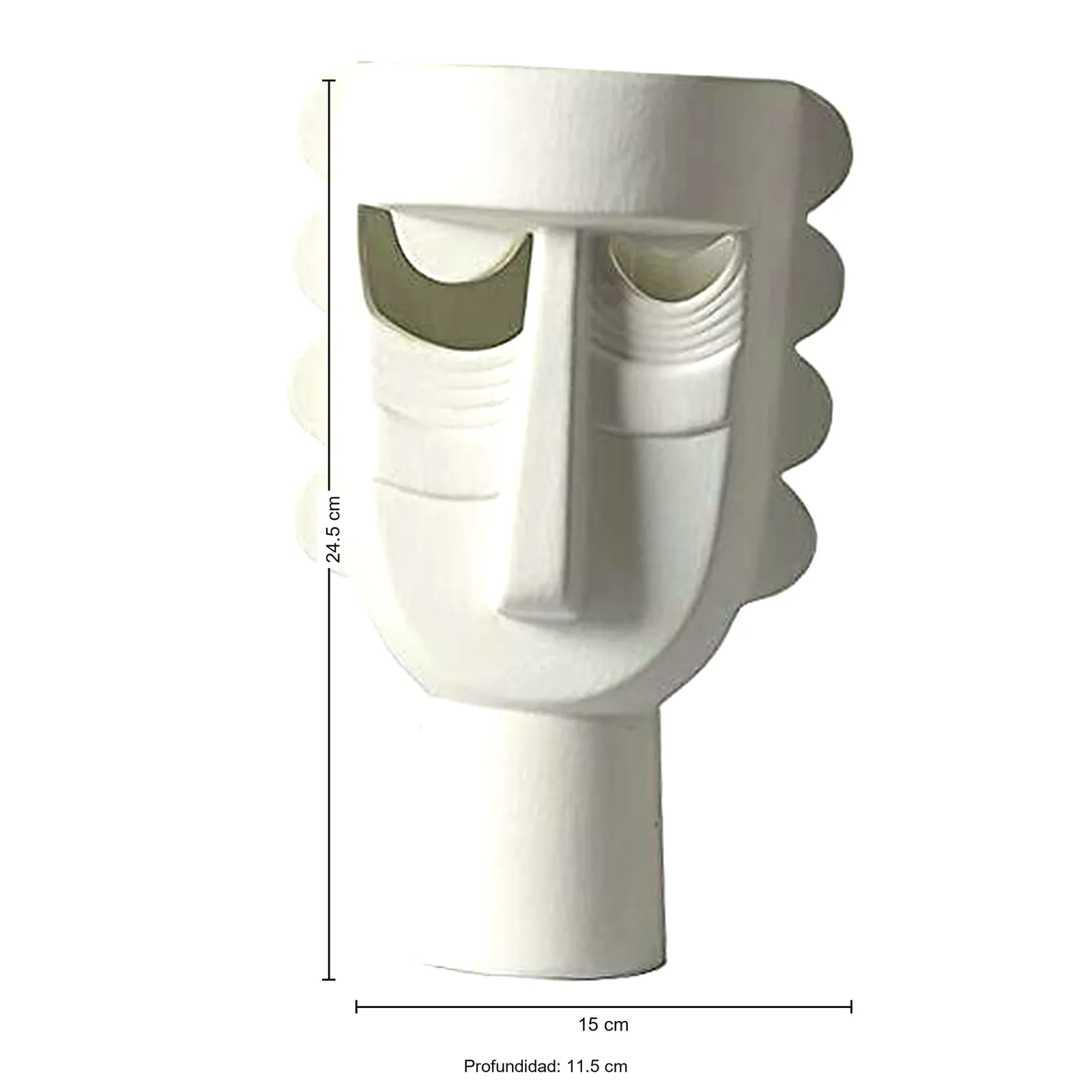 Jarrón rostro de cerámica alargado, Blanco (15*11.5*24.5cm)
