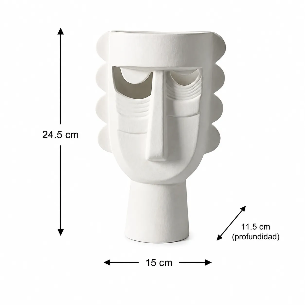 Jarrón rostro de cerámica alargado, Blanco (15*11.5*24.5cm)