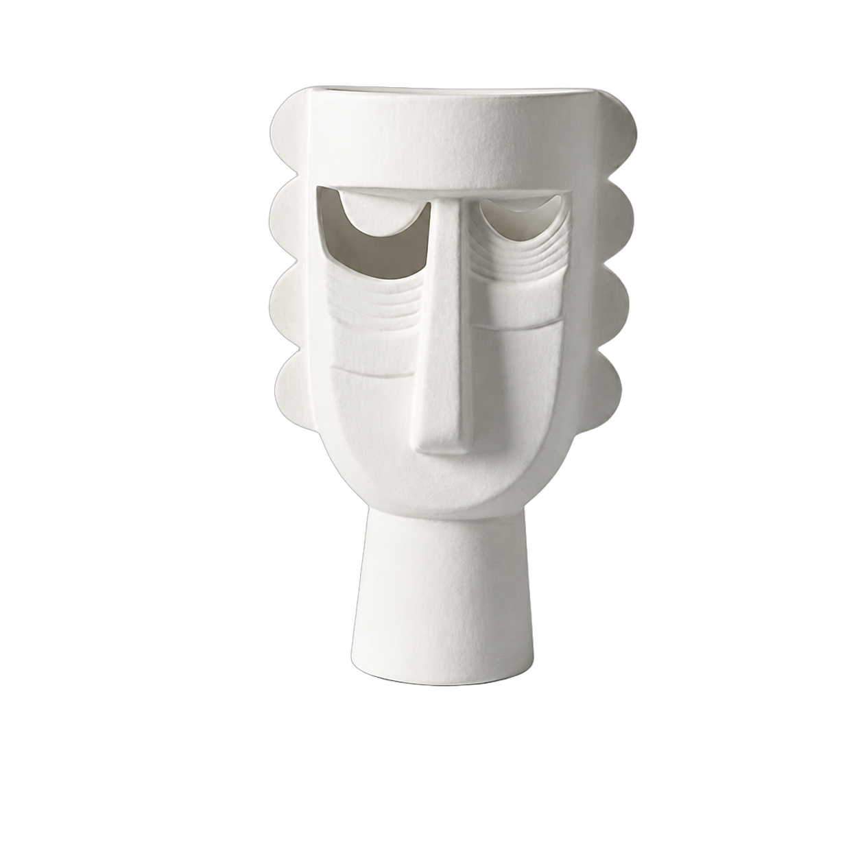 Jarrón rostro de cerámica alargado, Blanco (15*11.5*24.5cm)