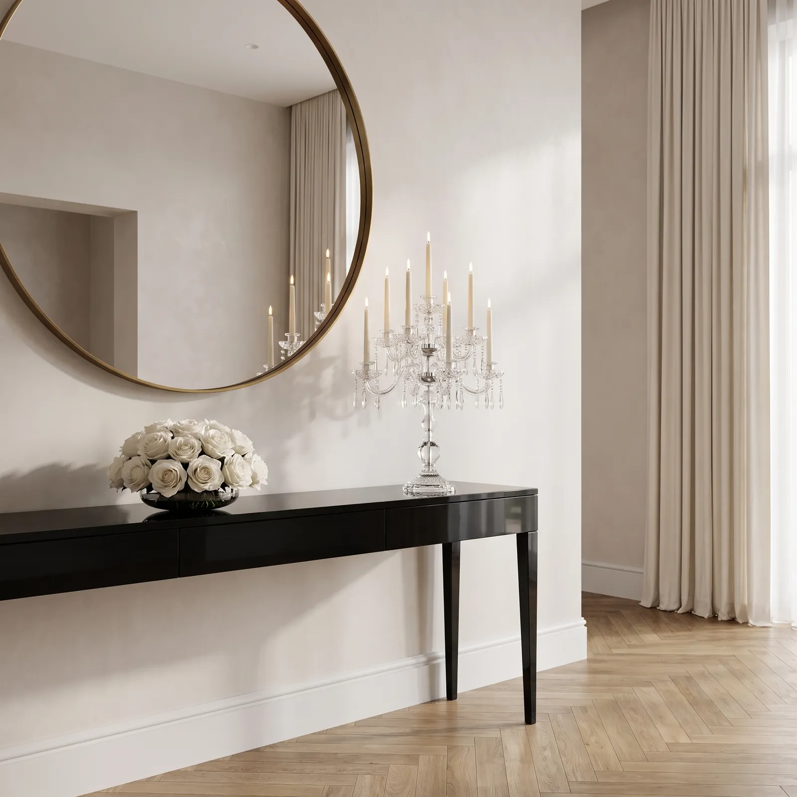 Candelabro de cristal 9 brazos, Transparente (40.5*67cm)