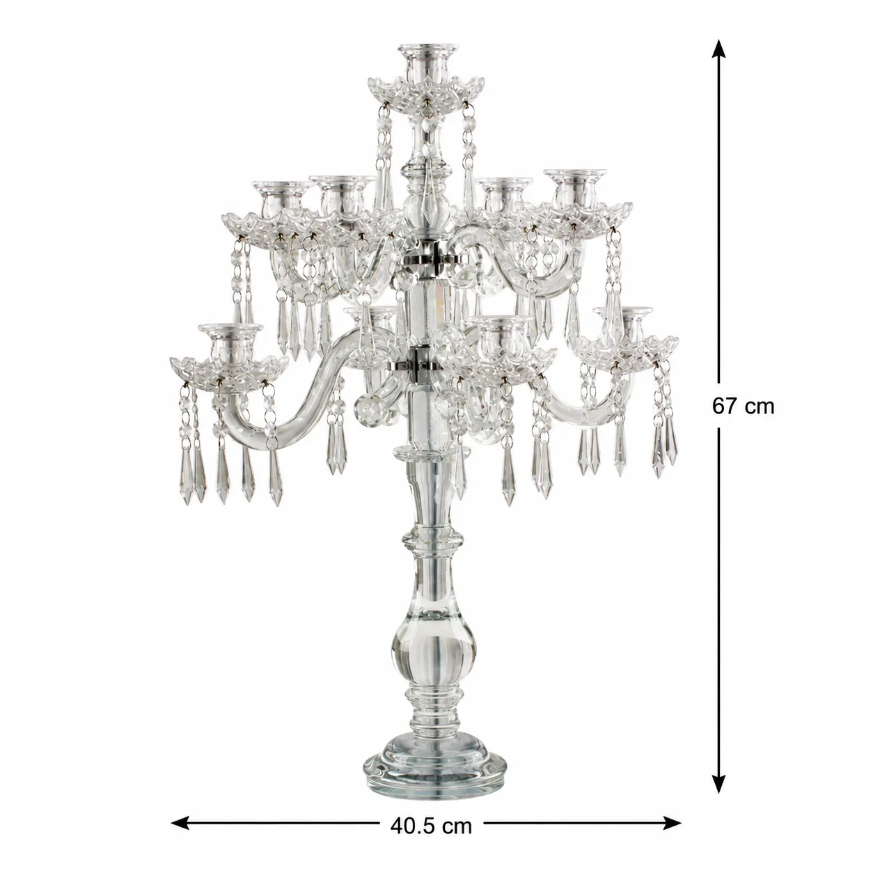 Candelabro de cristal 9 brazos, Transparente (40.5*67cm)