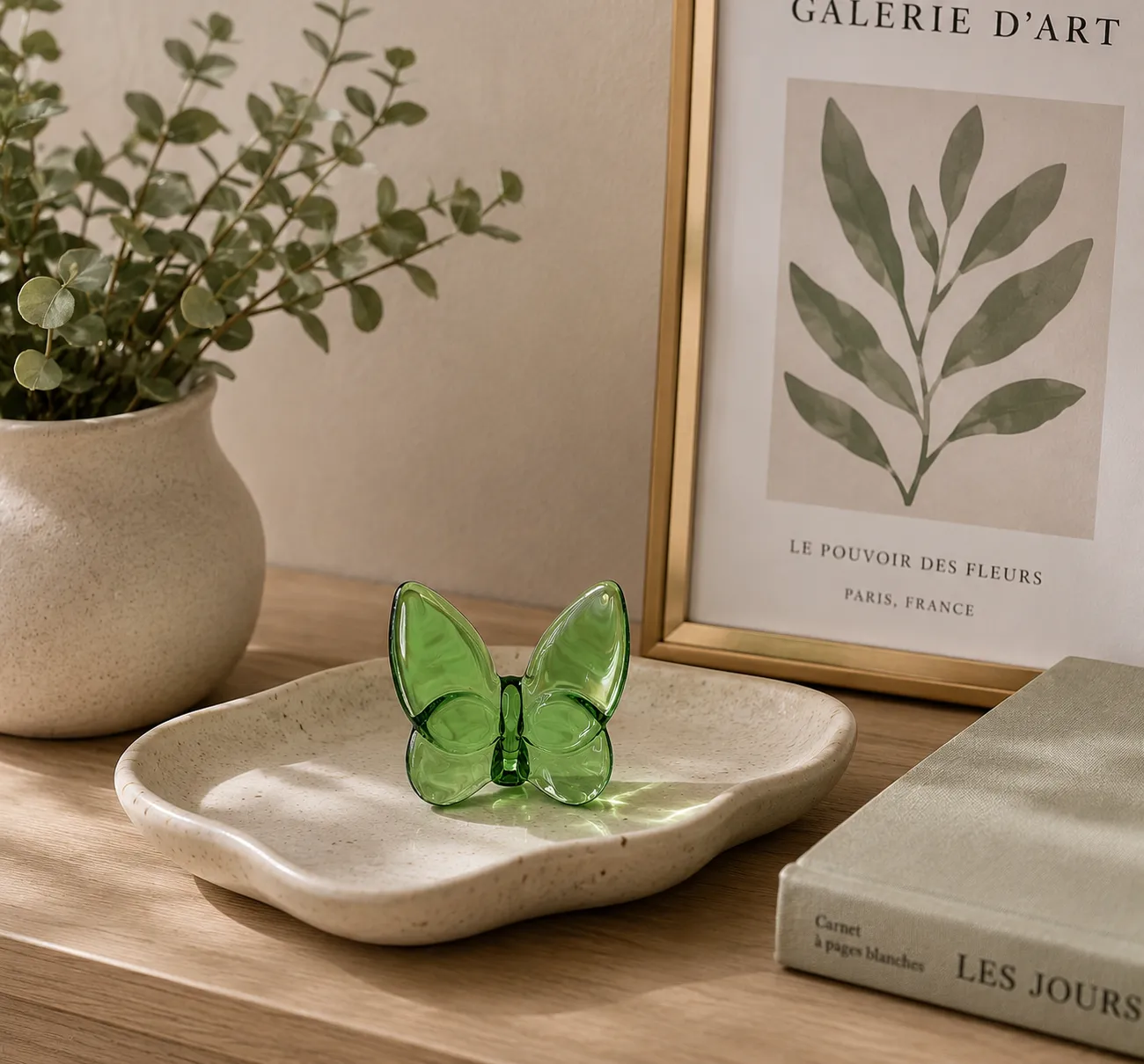 CRYSTAL BUTTERFLY LIGHT GREEN 8X9CM