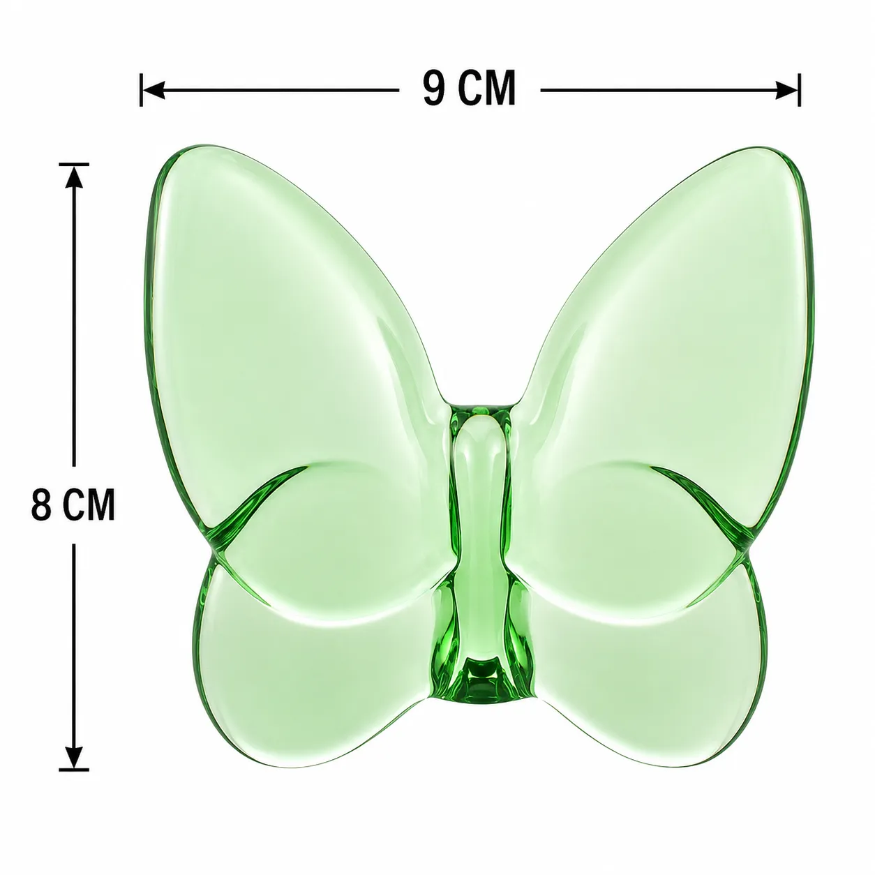 CRYSTAL BUTTERFLY LIGHT GREEN 8X9CM
