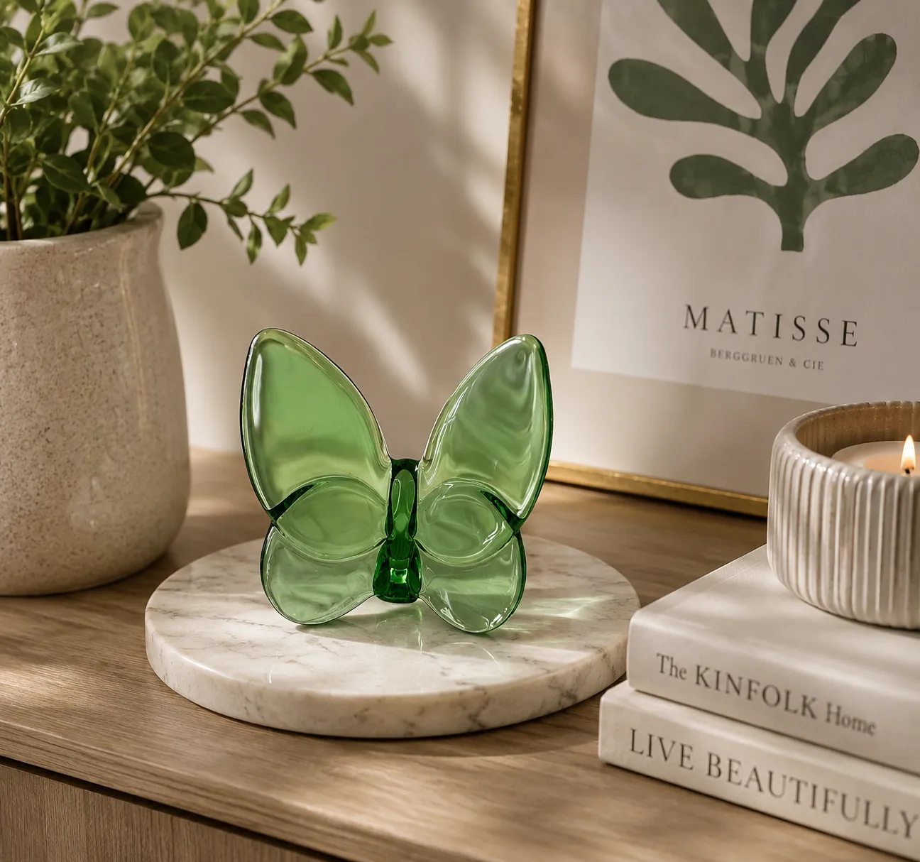 CRYSTAL BUTTERFLY LIGHT GREEN 7X7CM