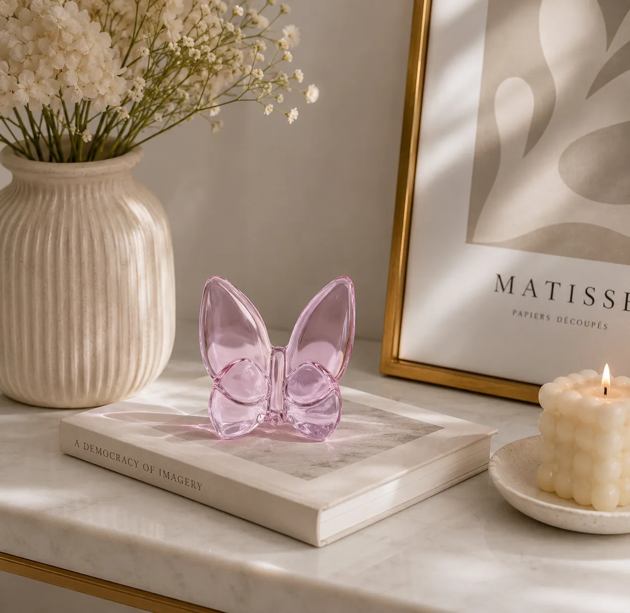 CRYSTAL BUTTERFLY PINK  7X7CM