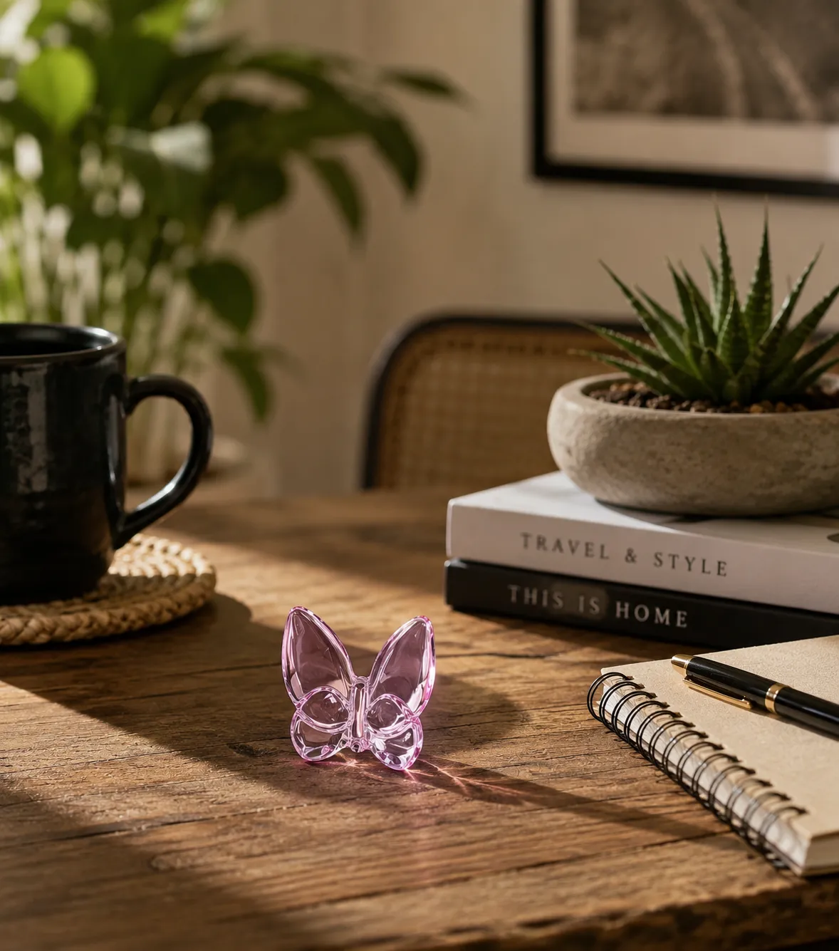 CRYSTAL BUTTERFLY PINK  7X7CM