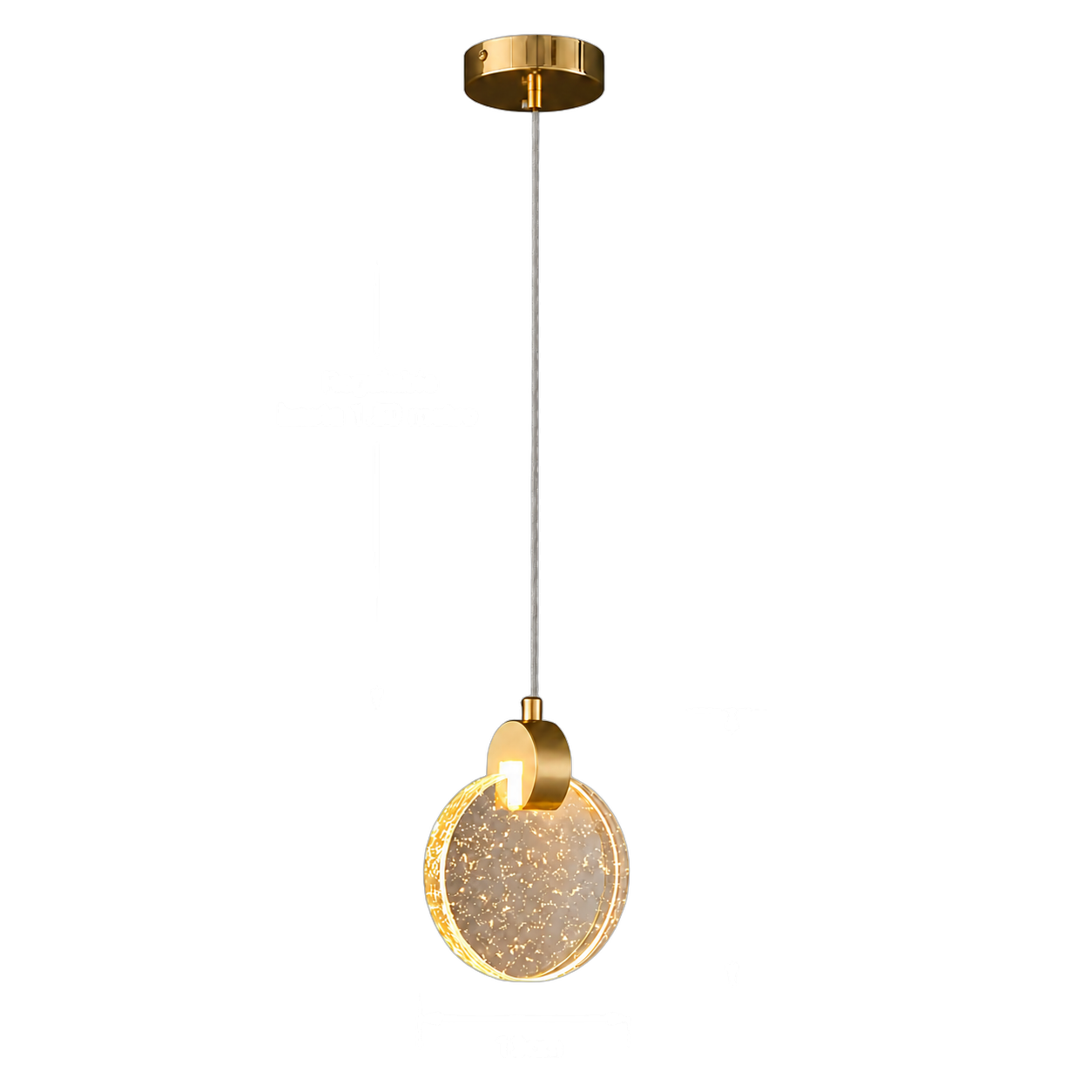 Lámpara colgante luna de cristal, Dorado (13*15*Regula 150cm, 5W) (Circuito LED integrado, 3 temperaturas de luz: cálida 3000K, neutra 4500K, blanca 6000K, vida útil 25000 horas)