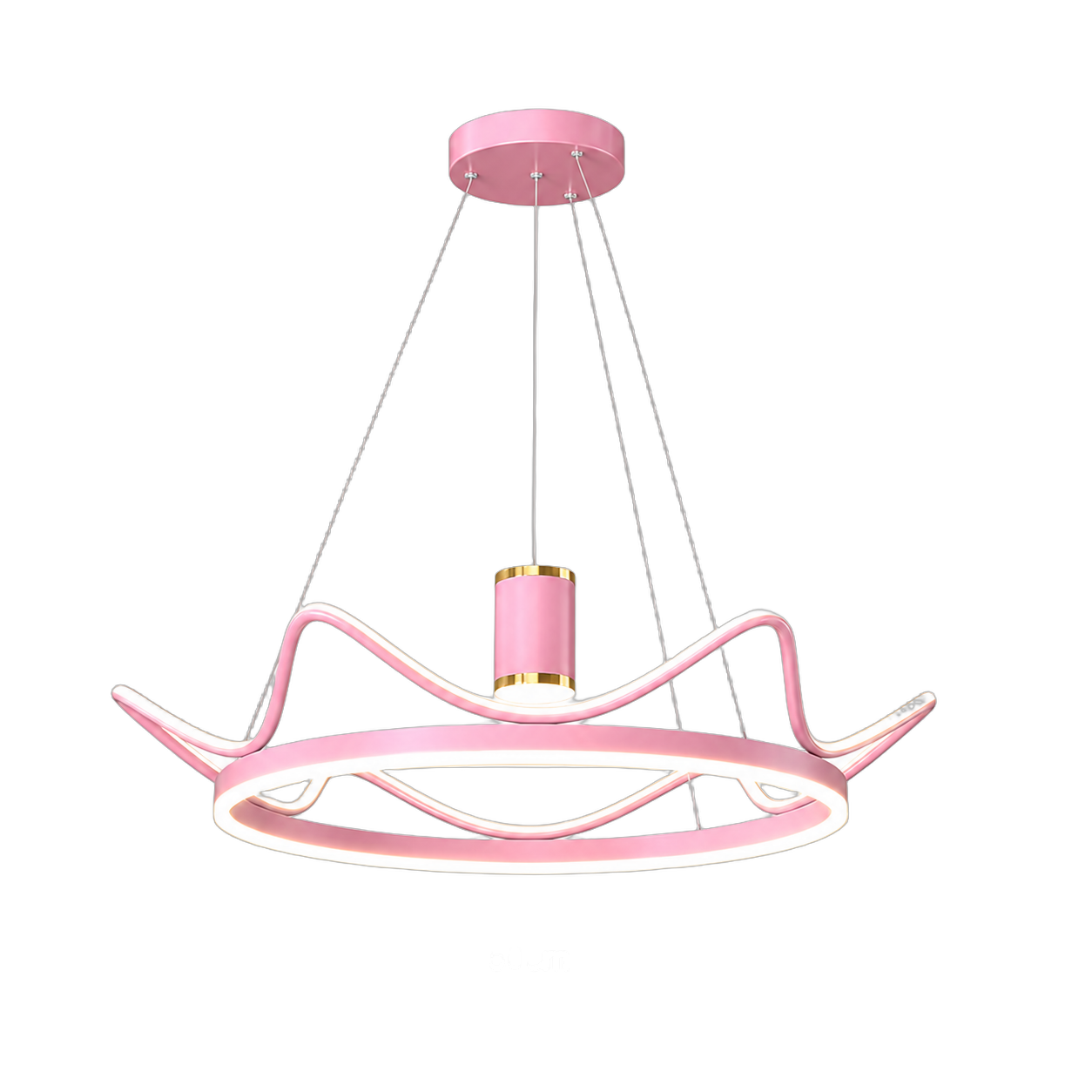 Lámpara colgante con forma de corona LED ondulada, Rosado (50*8*Regula 120cm, 50W) (Circuito LED integrado, 3 temperaturas de luz: cálida 3000K, neutra 4500K, blanca 6000K, vida útil 25000 horas)