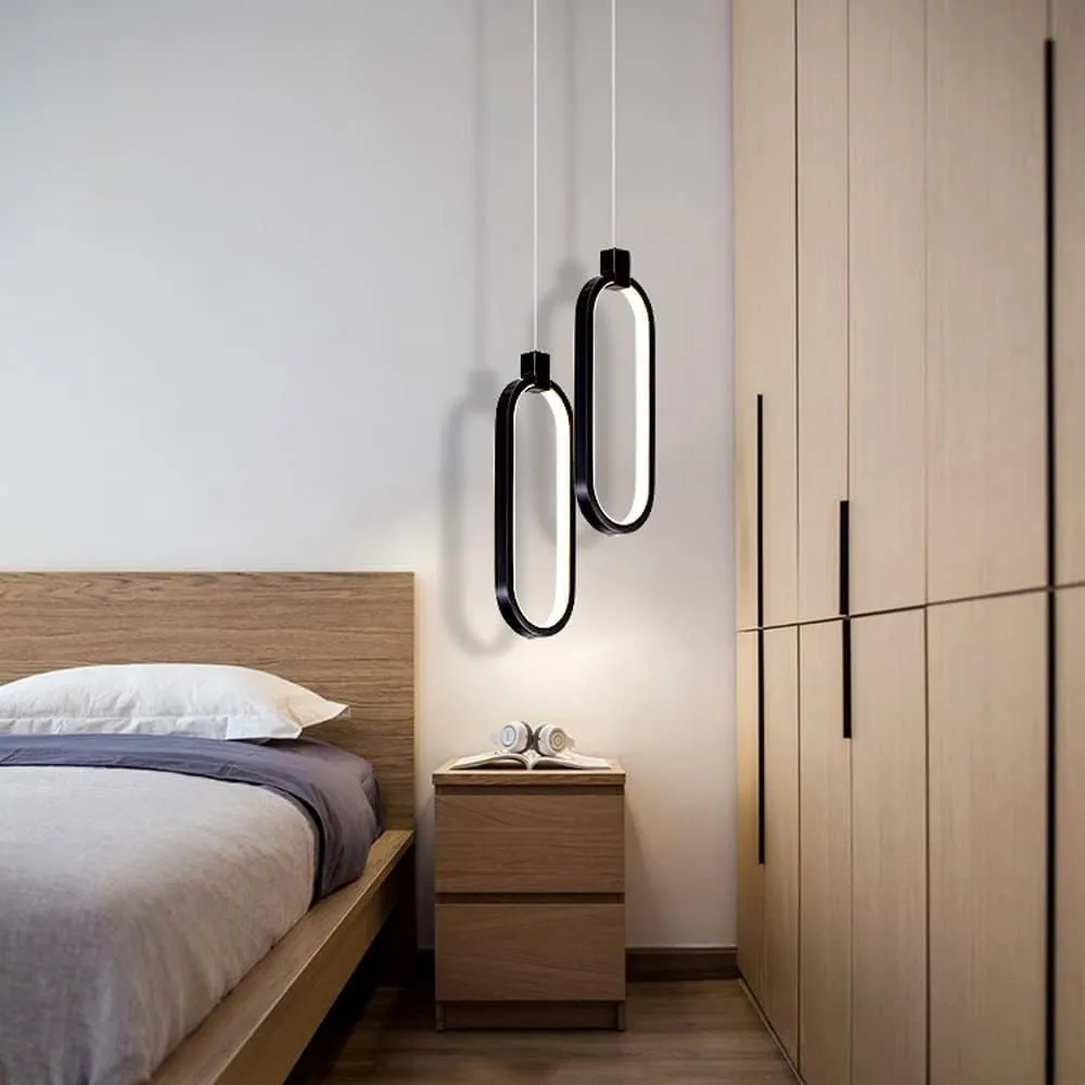 Lámpara colgante moderna, Negro (10*33*Regula 150cm, 15W) (Circuito LED integrado, 3 temperaturas de luz: cálida 3000K, neutra 4500K, blanca 6000K, vida útil 25000 horas)