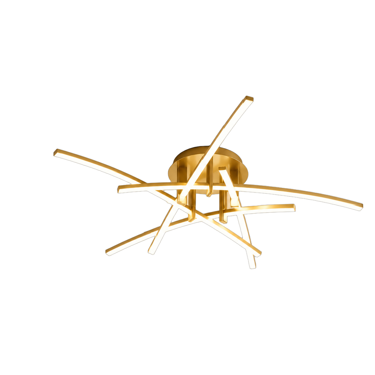 Lámpara de techo líneas cruzadas, Dorado (97*21cm, 45W) (Circuito LED integrado, 3 temperaturas de luz: cálida 3000K, neutra 4500K, blanca 6000K, vida útil 25000 horas)