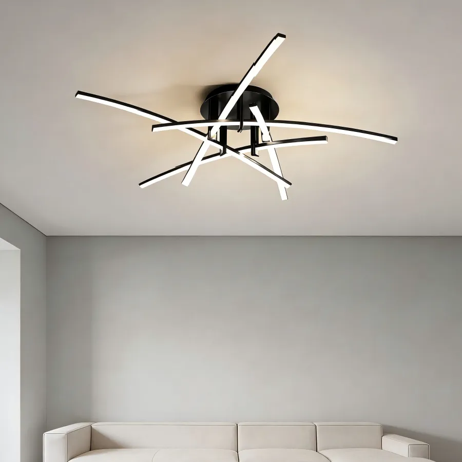 Lámpara de techo de líneas cruzadas, Negro (97*21cm, 45W)
