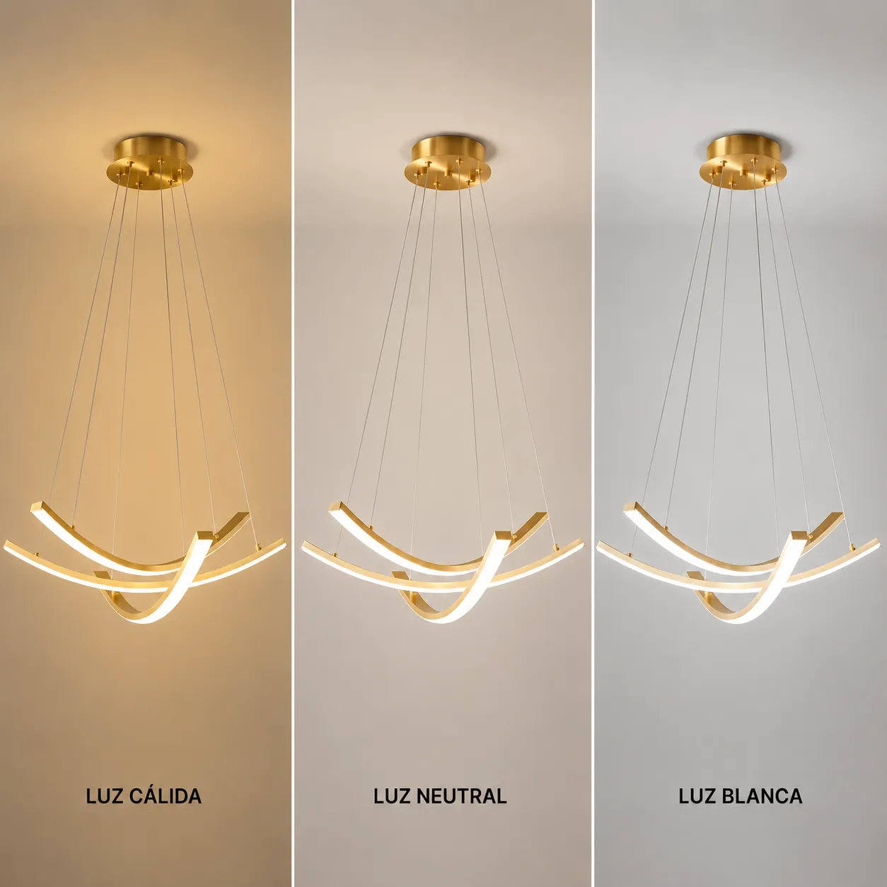 Lámpara colgante LED curva, Dorado (60*120cm, 27W)