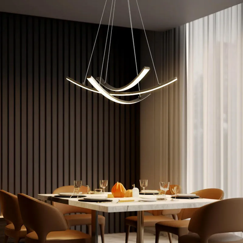 Lámpara colgante LED curva, Negro (60*Regula 120cm, 27W) (Circuito LED integrado, 3 temperaturas de luz: cálida 3000K, neutra 4500K, blanca 6000K, vida útil 25000 horas)