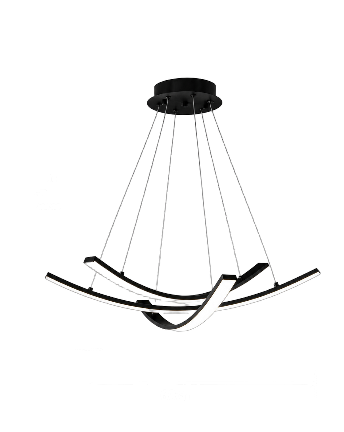 Lámpara colgante LED curva, Negro (60*Regula 120cm, 27W) (Circuito LED integrado, 3 temperaturas de luz: cálida 3000K, neutra 4500K, blanca 6000K, vida útil 25000 horas)